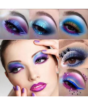 Yeweian Purple Blue Eyeshadow Palette - 16 Glitter Matte Shades, Waterproof Korean Makeup - Buy Online on SooperMarket.com