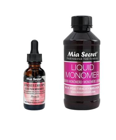 Mia Secret PEACH SCENT Monomer Drop 1 oz + 4 oz Liquid Monomer