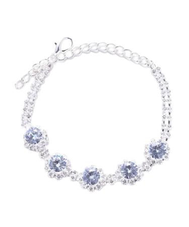RayMinsino Pet Zircon Flower Diamond Necklace Adjustable Dress Up Collar Cat and Dog Jewelry Necklace Suitable for Small and Medium Cats and Dogs Small Silver