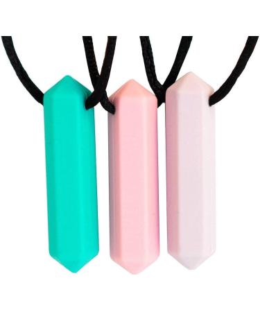 Tilcare Chew Chew Sensory Necklace   Best for Kids or Adults That Like Biting - Perfectly Textured Silicone Chew Necklaces turquoise / pink / purple
