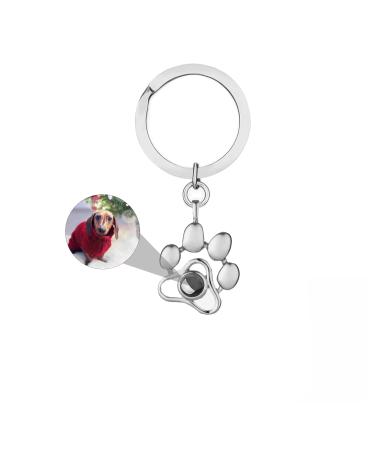 CSSTONE DOG PW Foto chain projection necklace with picture chain with photo chain with picture inside 925 sterling silver I love you memory jewelry gift for women/pet keychain silver