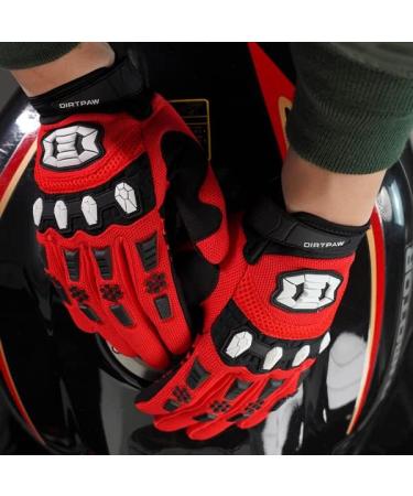 Seibertron Dirtpaw Touch Screen Gloves for Kids & Adults - BMX MX MTB Cycling Gloves - Red Racing Gloves for Motocross & ATV - Buy Online on SooperMarket.com