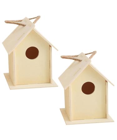 Unomor 2st Bird nest made of wooden crafting for young little bird toys DIY bird house birdhouses made of wood unfinished bird house The bird wooden house the bird nest