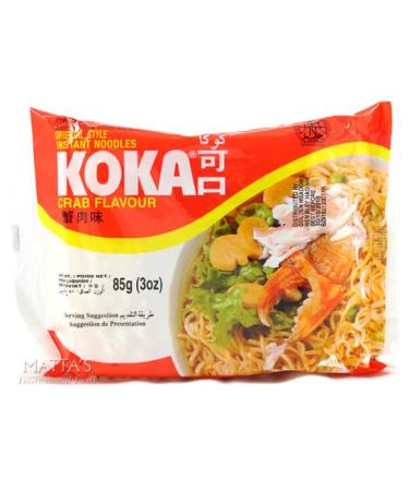 Koka Oriental Style Instant Noodles | Crab Flavour | Snack or Meal Accompaniment | Ready in 2 Minutes | 85g (Pack of 30)