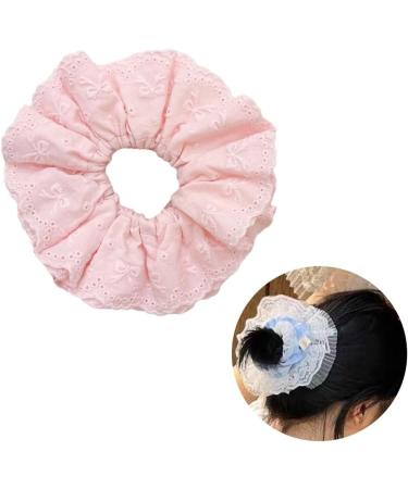 Eye Catching Lace Scrunchies for Women Large Elastic Hair Scrunchy Ponytail Holder Perfect for Everyday Use Pink - Buy Online on SooperMarket.com