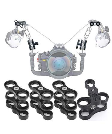 4 Pcs 1" Aluminum Ball Clamp Mount for Underwater Diving Light Arms Tray System, Photography Diving Camera Black 4pcs