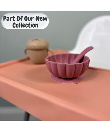 Alimos Scalloped Edge Silicone Baby Weaning Bowl and Spoon Set - BPA-Free, Suction Base, Pale Grey - Buy Online on SooperMarket.com