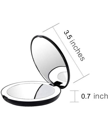 BLASHRD 3X Portable Folding Mirror with LED Light Makeup Mirror 10X Magnifying Glass 12 Lamp Bead Mini Mirror Black - Buy Online on SooperMarket.com