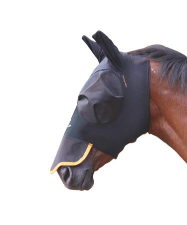 Shires Stretch Horse/Pony Fly Mask UV Protection with Ears & Nose (Cob Jet) Cob Jet