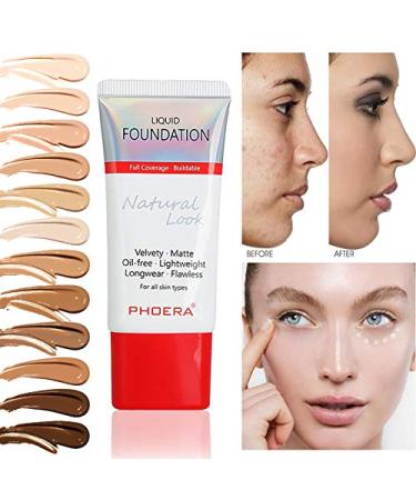 AQUAPURITY PHOERA Full Coverage Foundation - Waterproof & Long Lasting Velvet Matte Liquid (102 Nude) - Buy Online on SooperMarket.com