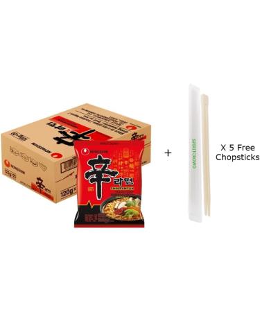 Nong Shim Shin Ramyun Instant Ramen Noodle Halal 120g (Pack of 20) Include Free SPIRITCROWD Chopsticks - Buy Online on SooperMarket.com