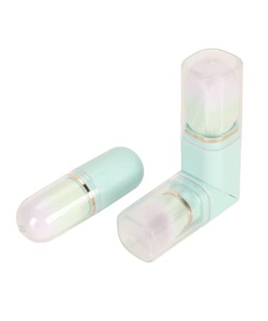 Portable Double Headed Retractable Makeup Brush Set Blue Capsule Design for Travelling Powder Blush Tool Kit