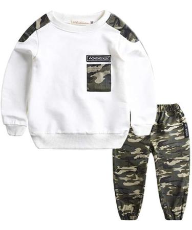 AMhomely Baby Boy Romper Sale: Letter Tracksuit Camouflage 2PCS Outfit Set for Boys 9-11 Years - White - Buy Online on SooperMarket.com