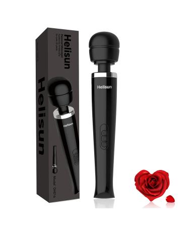 Helisun Magic Massager Rechargeable Cordless Wand Massager USB Charging 8 Speeds and 20 Frequencies Handheld Electric Back Massagers for Neck and Back Quiet Black