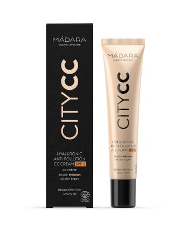 M DARA Organic Skincare | Anti-Pollution CC Cream SPF15 MEDIUM BEIGE - 40ml With Hyaluronic Acid and broad spectrum UVA/UVB sunscreen Lightweight Silky texture Ecocert certified. 40 ml (Pack of 1) Medium Beige