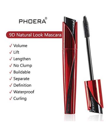 AQUAPURITY PHOERA Lash Volume Mascara Waterproof | 9D Curling Black Mascara for Intense Length & Volume | Long Lasting & Smudge Proof | Cruelty Free - Buy Online on SooperMarket.com