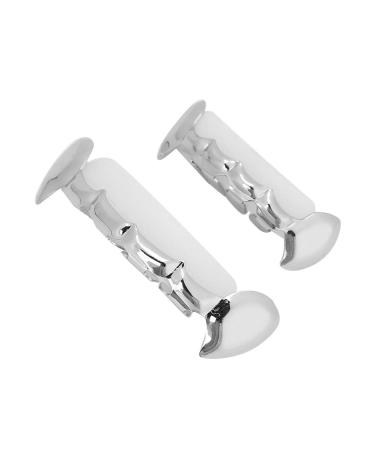 Teeth Men Women Hip Hop Prop Teeth Decoration for Halloween Party (Fang Silver Set (Real Gold Plating))