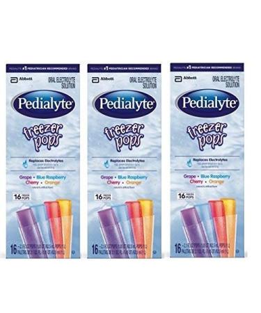 Pedialyte Freezer Pops - Assorted Flavors - 2.1 Ounce - 16 ct (Pack of 3)