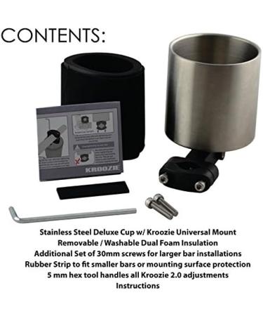 Kroozie Deluxe Bicycle Cup Holder - Ultimate Handlebar Accessory for Bikes, Scooters, and Treadmills in Flat Black - Buy Online on SooperMarket.com