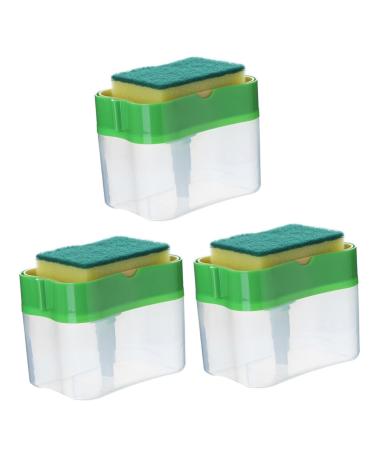 PRETYZOOM 3 Sets Push Soap Dispenser Dish Soap Holder Sink Liquid Soap Dispenser Dishwashing Soap Dispenser Dish Soap Dispenser Sink Soap Dispenser Shampoo Dispenser Abs Sponge Soap Box Greenx3pcs 14X10.5X7.5CMx3pcs