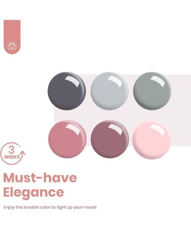 Beetles Gel Nail Polish Starter Kit - 6 Colors Gray Nude Pink Set with 48W Nail Lamp - Base Top Coat Included - Christmas Nail Art DIY Manicure - Buy Online on SooperMarket.com