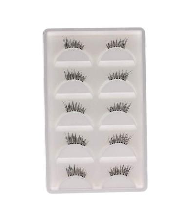 Fake Half Eyelashes 5 Pairs Natural Effect Handmade Fake Eyelashes Soft Reusable Half Eyelash Extensions Beauty Makeup Supplies Black