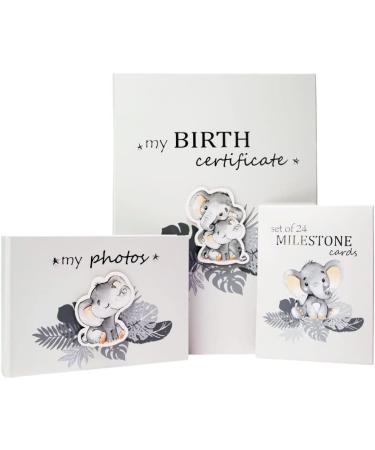 Cute Baby Elephant Grey Milestone Cards Set of 24 for Newborns | Perfect Baby Shower Gift Idea - Buy Online on SooperMarket.com