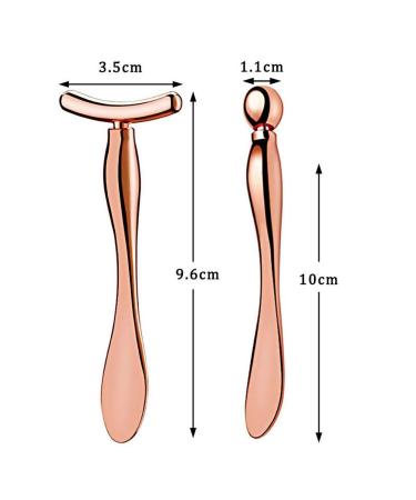2 Pcs Rose Gold Metal Eye Cream Applicator & Roller Massager Set for Women | Facial Massage Tool for Puffiness & Wrinkles - Buy Online on SooperMarket.com