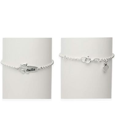 Baby Teddy Children's Bracelet - Engraved 925 Silver 14cm & 16cm - Perfect Gift for Birth & Baptism - Personalized Lucky Charm for Girls - Buy Online on SooperMarket.com
