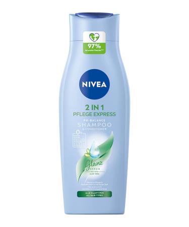 NIVEA 2-in-1 Care Express pH-Balance Shampoo + Conditioner (400 ml) Hair Shampoo & Conditioner with Aloe Vera 2-in-1 Hair Care for Naturally Beautiful Hair 400 ml Care Express 2-in-1 New Version
