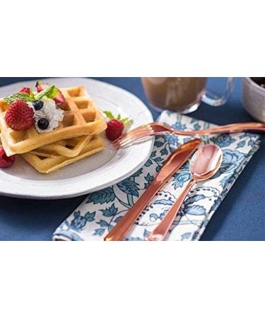 125 Disposable Heavy Duty Rose Gold Plastic Forks - Elegant Silverware for Catering, Events, Parties, Weddings - Stock Your Home - Buy Online on SooperMarket.com