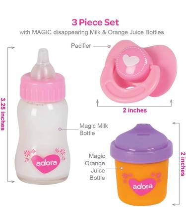 Adora Magic Sippy Set - Pacifier & Baby Doll Bottles with Disappearing Milk & Orange Juice - Buy Online on SooperMarket.com