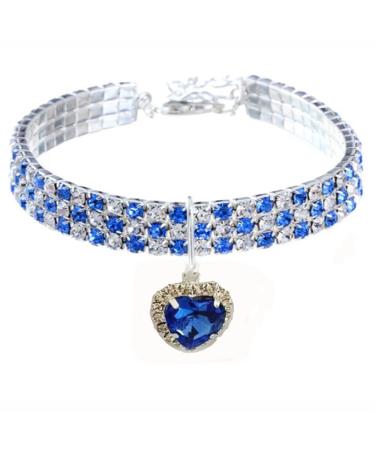 Rayminsino pet stream elastic adjustable collar geman pendant crystal necklace peach heart collar for kitten and dog jewelry l blue