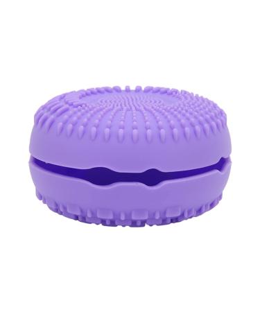 Makeup Brush Cleaning Bowl Silicone Gradual Change Textures Cosmetic Brush Cleaner for Blush Powder Brushes (Purple)