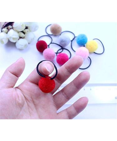 10 Elastic Ball Hair Ties - Plush Pom Pom Ponytail Holders for Women & Girls - Red - Comfortable & Practical - Buy Online on SooperMarket.com