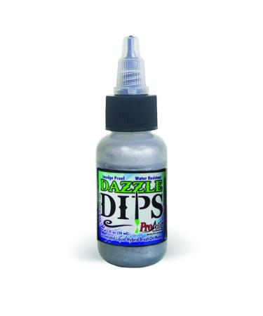 Face Painting Makeup - ProAiir Waterproof Brush On Dazzle DIPS - 1 oz (30ml) Silver