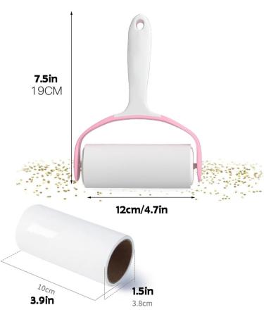 300 Sheets Extra Sticky Lint Roller for Pet Hair - 1 Handle + 5 Refills | Pink Sticky Roller for Car Seat & Fur Removal Tool - Buy Online on SooperMarket.com