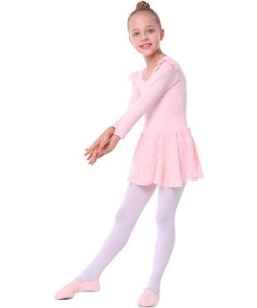 Danswan Toddler Girls Ballet Leotard with Glitter Skirt - Ballet Pink, A3 (Long Sleeve) 4-5T - Buy Online on SooperMarket.com