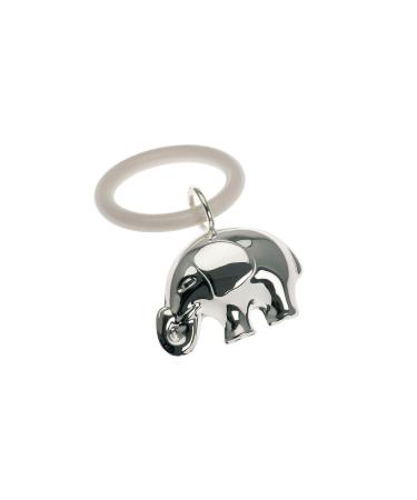 Baby Rattle Elephant on Teething Ring Silver Plated