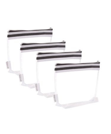 Augbunny Set of 4 Transparent Vinyl Toiletry Bags with Zipper and French Tape M Colorless