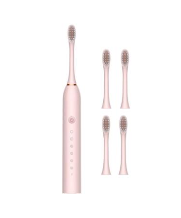 Electric Toothbrush 4 Teeth IPX7 Waterproof Cleaning Automatic Toothbrush Teeth Cleaning Pink