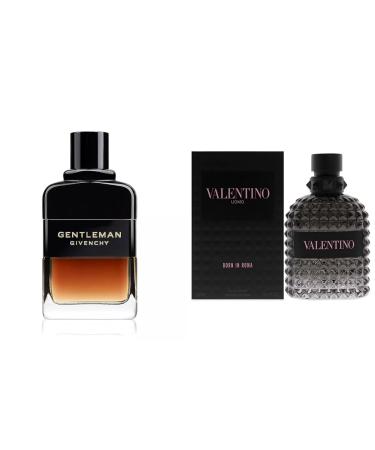 Givenchy Gentleman Reserve Privee for Men Eau de Parfum Spray 3.3 Ounce & Valentino Uomo Born In Roma EDT Spray Men 3.4 oz Fragrance Bundle