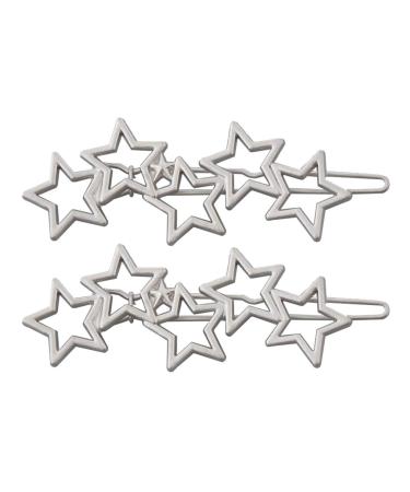 Set of 2 Silver Star Hair Clips Retro Style Hair Pin Clips for Women