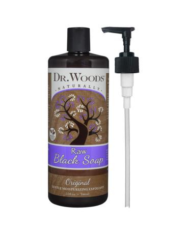 Dr. Woods Raw Black Liquid Castile Soap with Pump, 32 Ounce