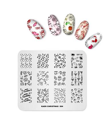 Alexnailart Nail Art Stamping Plate Template Christmas theme Candy Crystal ball Gingerbread man Gift Pattern DIY Nail Art Image Stamp Stamping Plates Manicure Print Tool CH004