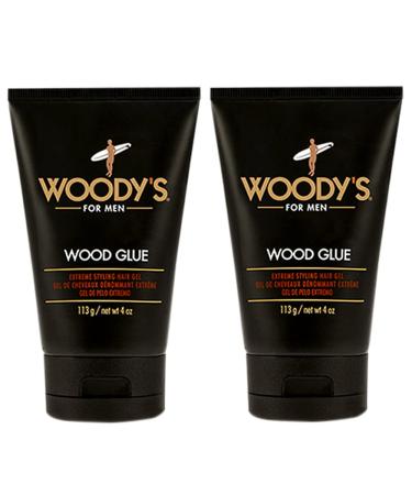 Woody's Wood Glue Extreme Styling Gel for Men Intense Long-lasting Hold with No Flaking Quick-drying Retains Moisture Suitable for All Hair Types and Hair Styles 4 oz - 2 pack 4 Fl Oz (Pack of 2)
