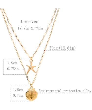 Yalice Layered Starfish Necklace - Boho Shell Jewelry for Women & Girls | Gold International Shipping - Buy Online on SooperMarket.com