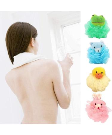 LHKJ 4 Pieces Shower Sponge Exfoliating Sponge Shower Sponge with Soft Toy and Net Bath Sponge for Children Adults Bath Ball Animal Washing Sponge (Colourful) - Buy Online on SooperMarket.com