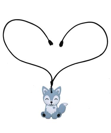 Sensory Chew Necklaces for Kids - 2 Pack Fox Silicone Chewy Toys for Autism ADHD SPD - Blue&Grey - Buy Online on SooperMarket.com