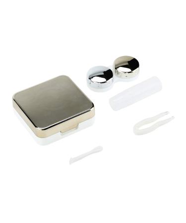 Akozone contact lens container reflective coverage set cute beautiful holder eye care-to-soft travel set storage box for lentils containers mirror set (pink) (gold)